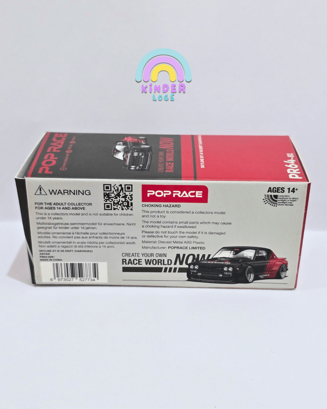 Pop Race Nissan Skyline GT - R V8 Drift Hakosuka PR64 - 81 (Open Box) - Kinder Logs