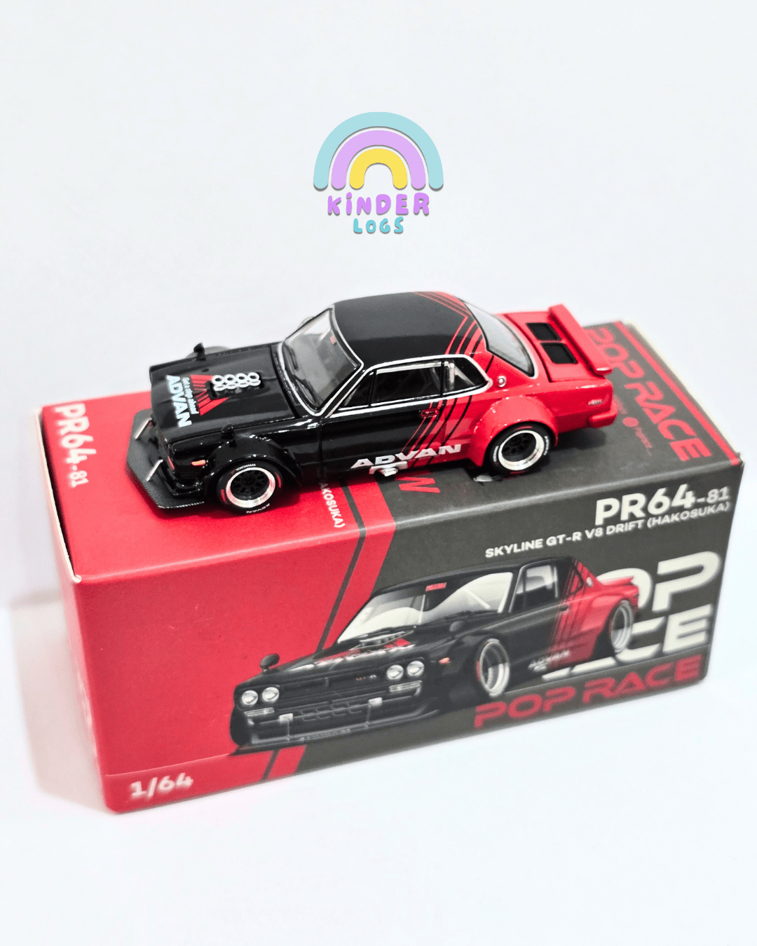 Pop Race Nissan Skyline GT - R V8 Drift Hakosuka PR64 - 81 (Open Box) - Kinder Logs