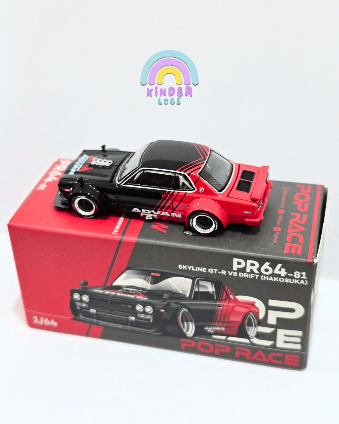 Pop Race Nissan Skyline GT - R V8 Drift Hakosuka PR64 - 81 (Open Box) - Kinder Logs