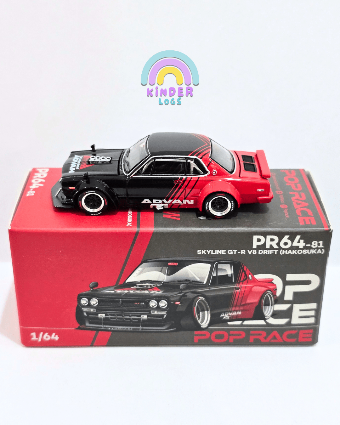 Pop Race Nissan Skyline GT - R V8 Drift Hakosuka PR64 - 81 (Open Box) - Kinder Logs