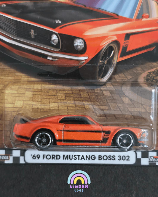 Premium Hot Wheels 1969 Ford Mustang Boss 302 - Boulevard 123 (Imported) - Kinder Logs
