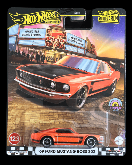 Premium Hot Wheels 1969 Ford Mustang Boss 302 - Boulevard 123 (Imported) - Kinder Logs