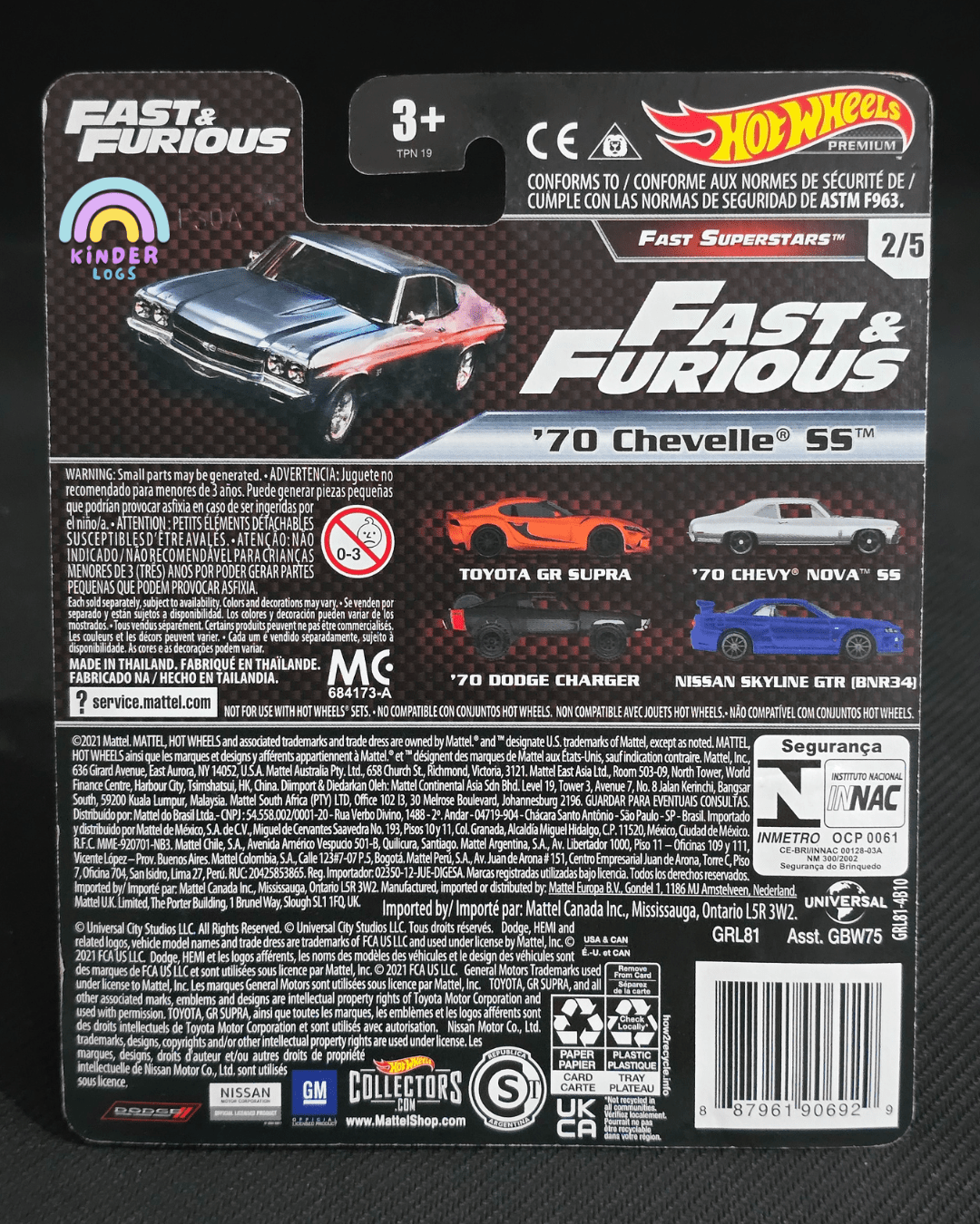 Premium Hot Wheels 1970 Chevelle SS - Fast And Furious (Fast Superstars) - Kinder Logs