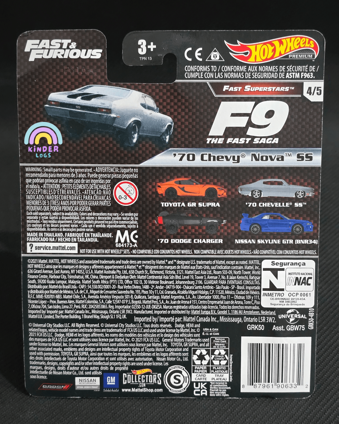 Premium Hot Wheels 1970 Chevy Nova SS - Fast & Furious (Fast Superstars) - Kinder Logs