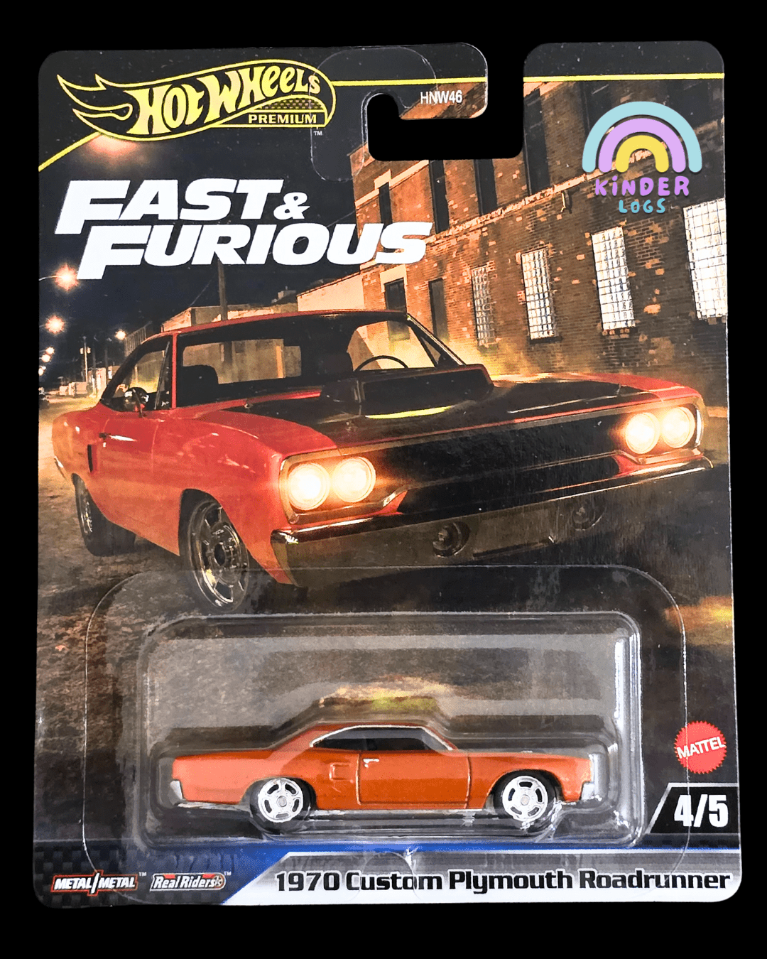 Premium Hot Wheels 1970 Custom Plymouth Roadrunner - F&F - Furious 7 - Kinder Logs