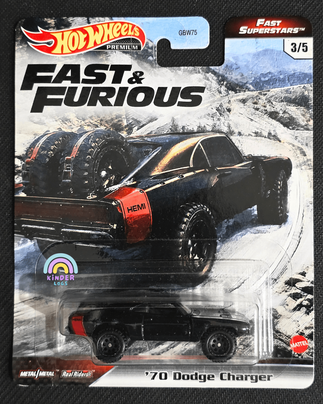Premium Hot Wheels 1970 Dodge Charger - Fast And Furious (Fast Superstars) - Kinder Logs