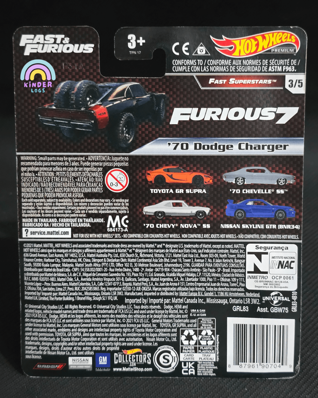 Premium Hot Wheels 1970 Dodge Charger - Fast And Furious (Fast Superstars) - Kinder Logs