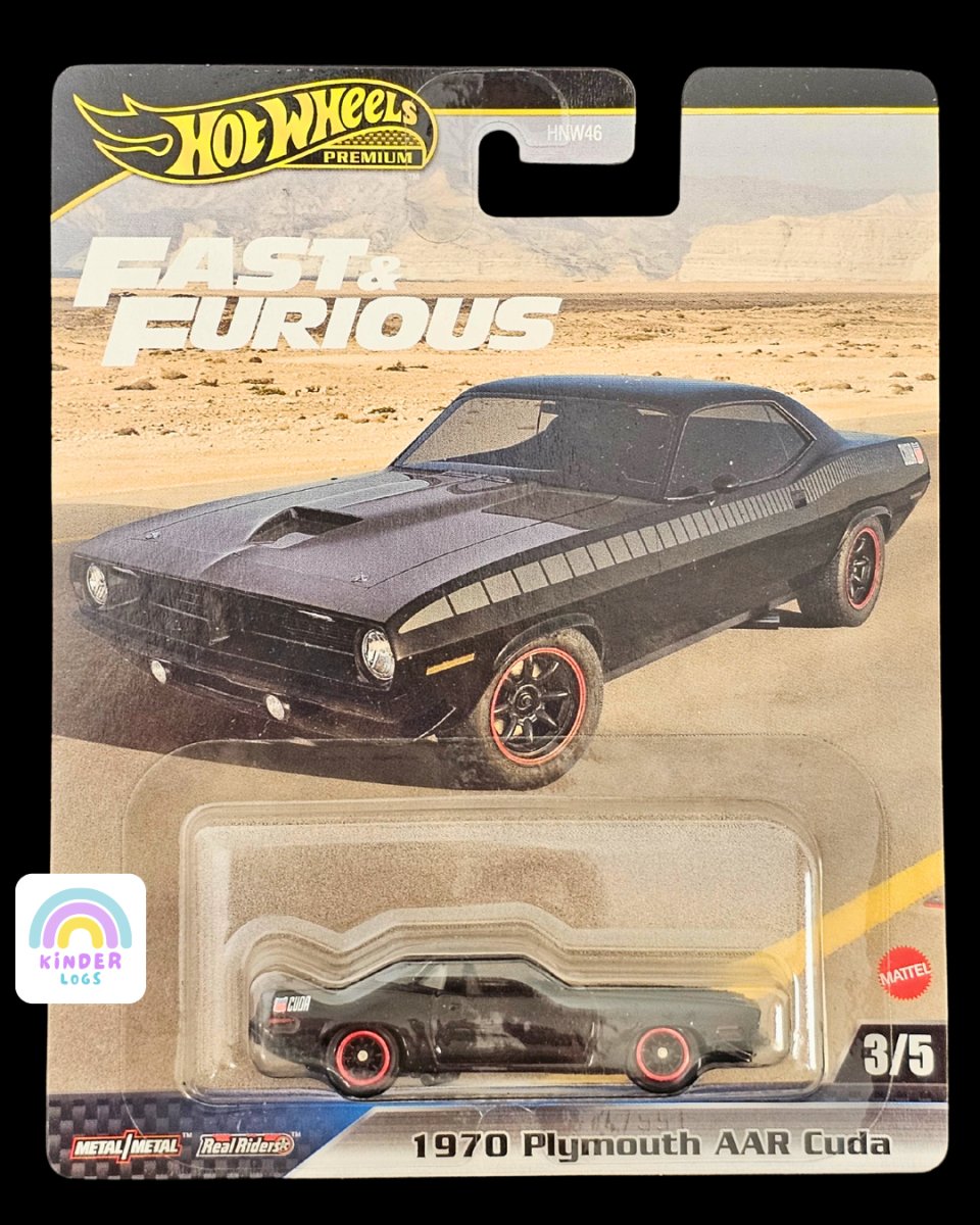Premium Hot Wheels 1970 Plymouth AAR Cuda - Fast And Furious - Kinder Logs