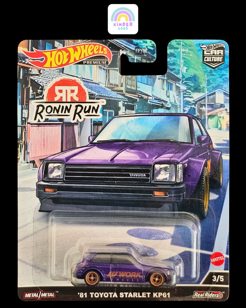 Premium Hot Wheels 1981 Toyota Starlet KP61 - Ronin Run - Kinder Logs