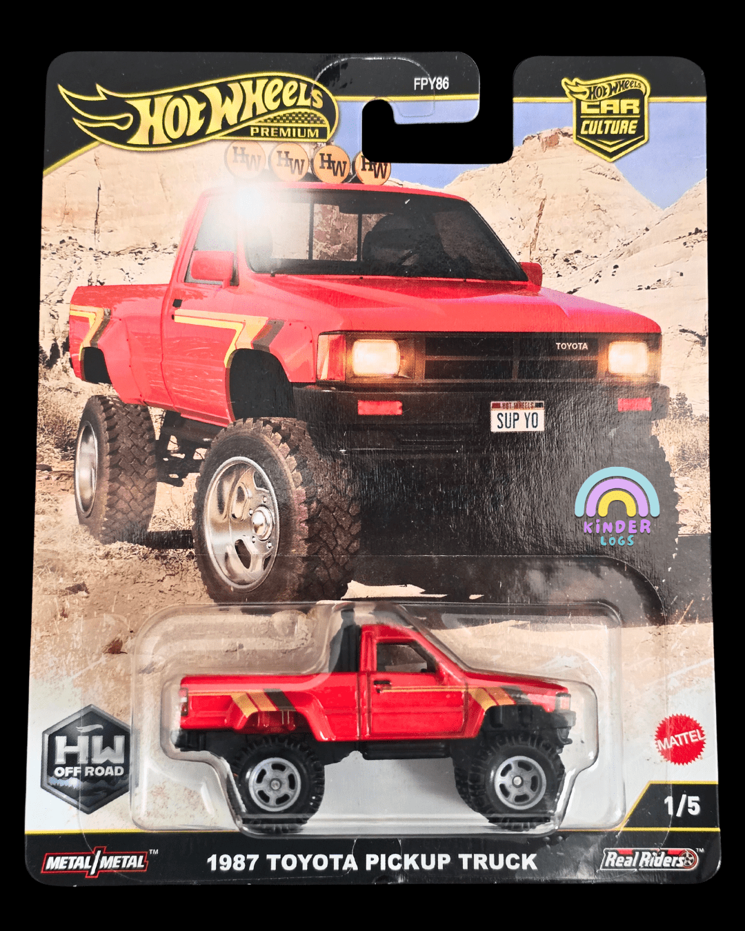 Premium Hot Wheels 1987 Toyota Pickup Truck - HW Off Road (Imported) - Kinder Logs