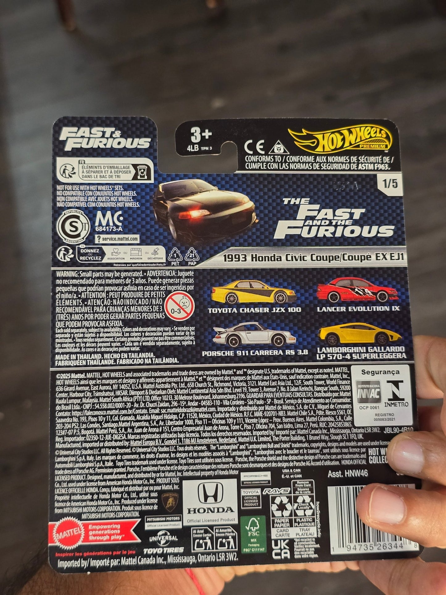 Premium Hot Wheels 1993 Honda Civic Coupe EX EJ1 - Fast & Furious (Imported) - Kinder Logs