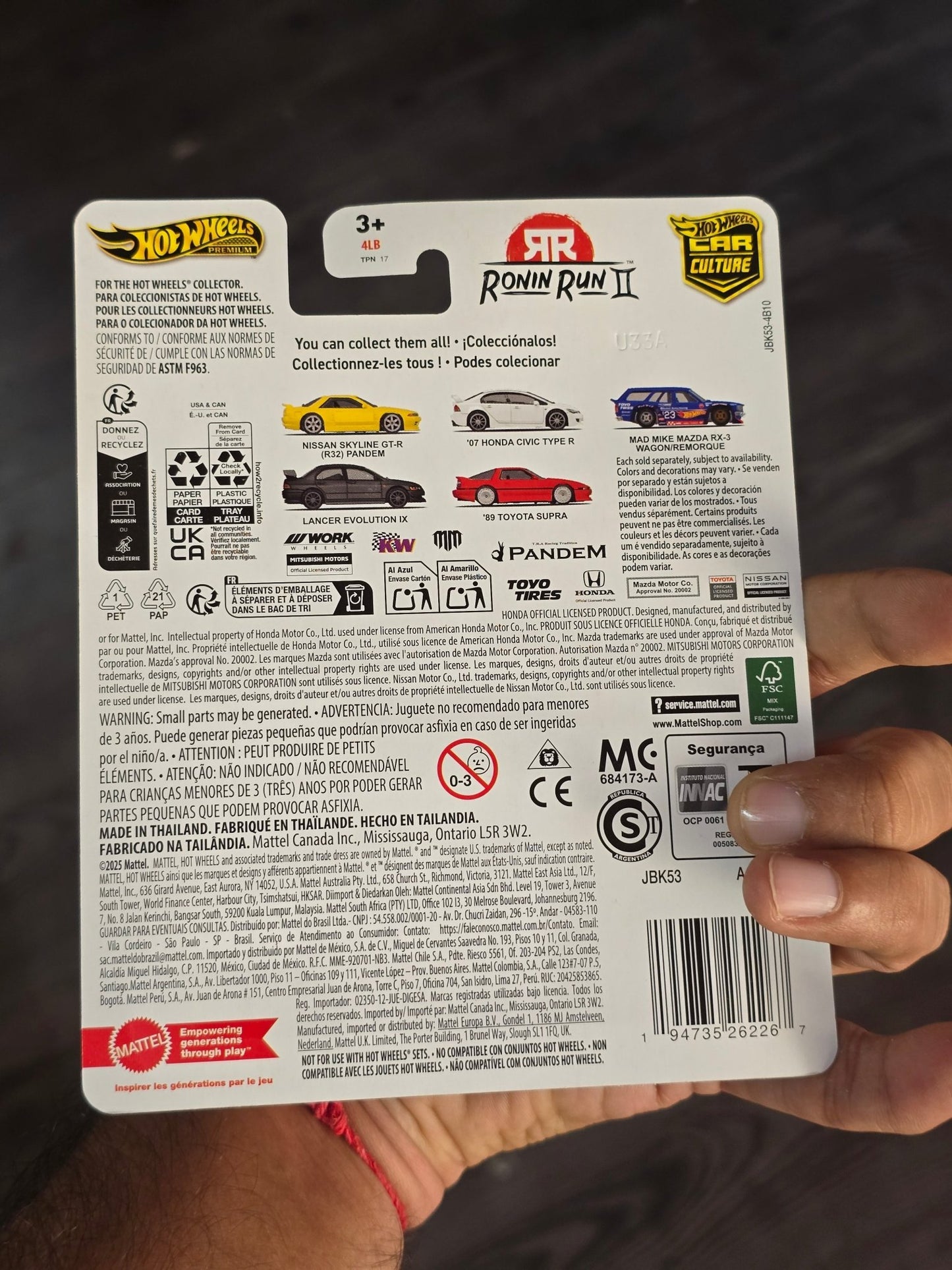 Premium Hot Wheels 2007 Honda Civic Type R - Ronin Run II (Imported) - Kinder Logs