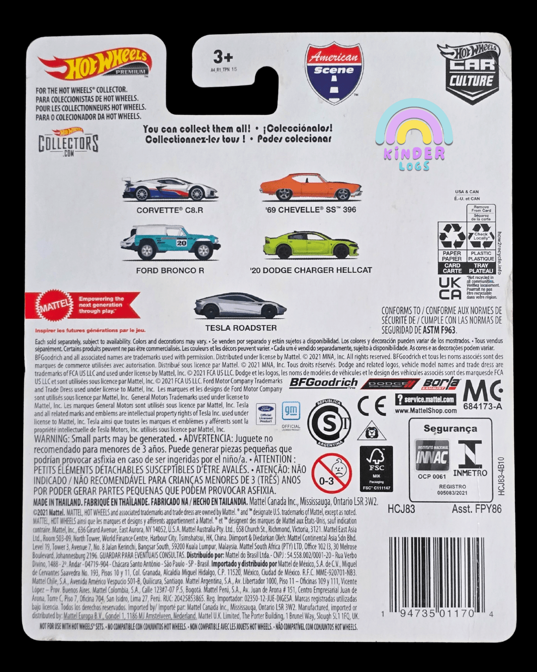 Premium Hot Wheels 2020 Dodge Charger Hellcat - American Scene (Imported) - Kinder Logs
