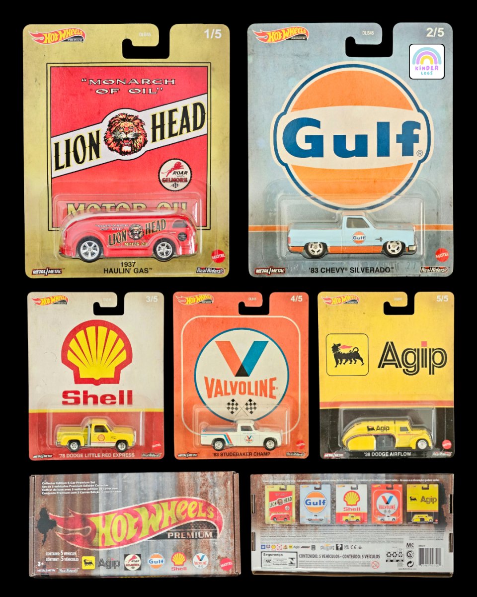 Premium Hot Wheels Collector Edition 5 - Car Vintage Oil Set - Kinder Logs