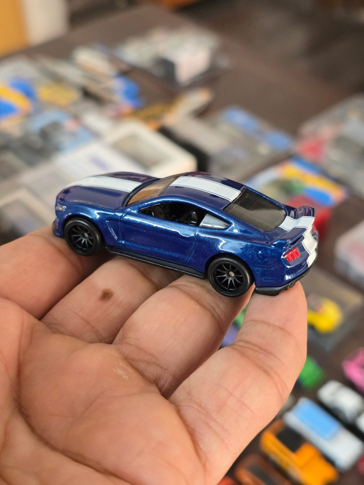 Premium Hot Wheels Custom Ford Mustang - Blue (Uncarded - New) - Kinder Logs