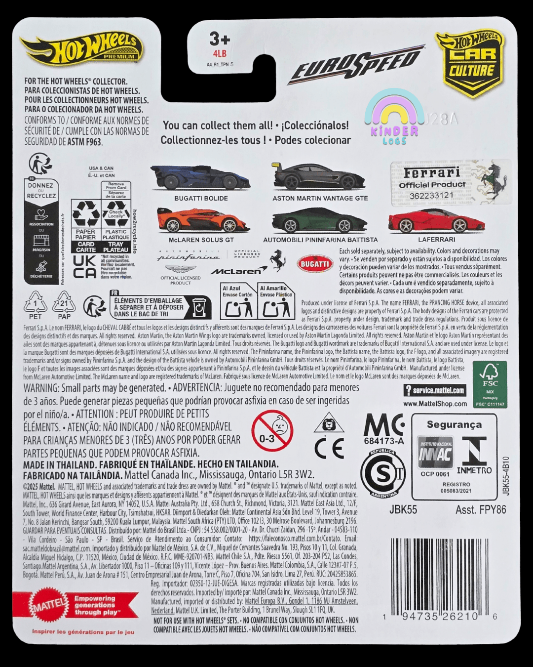 Premium Hot Wheels LaFerrari - Euro Speed (Imported) - Kinder Logs