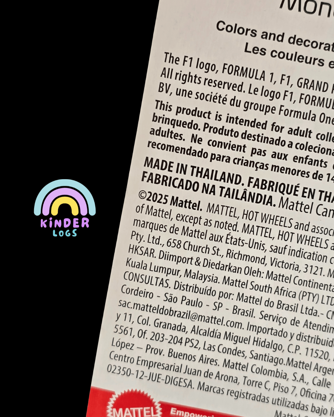 Premium Hot Wheels MoneyGram Haas F1 Team - VF - 24 (27) - Imported - Kinder Logs