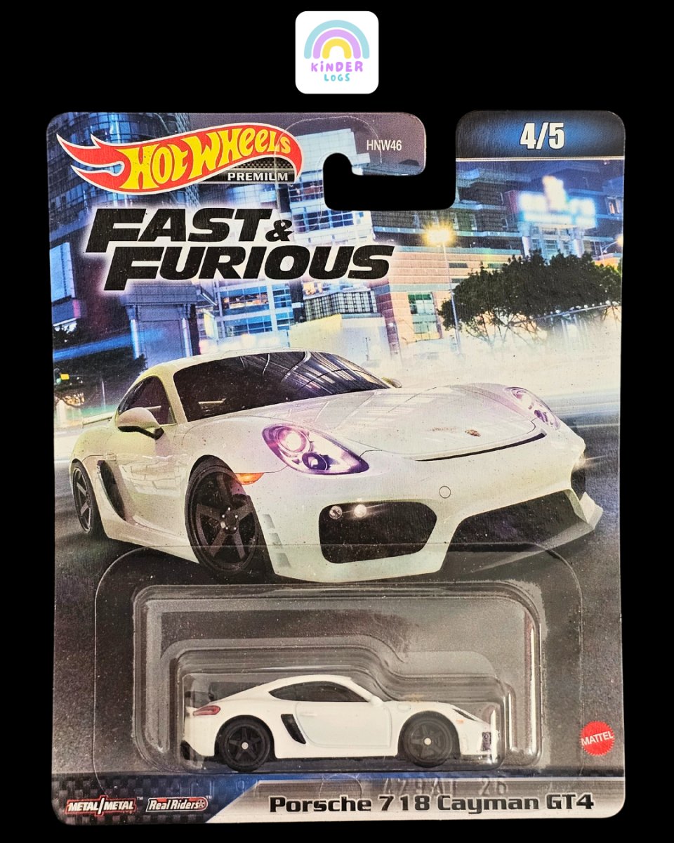 Premium Hot Wheels Porsche 718 Cayman GT4 - Fast And Furious - Kinder Logs