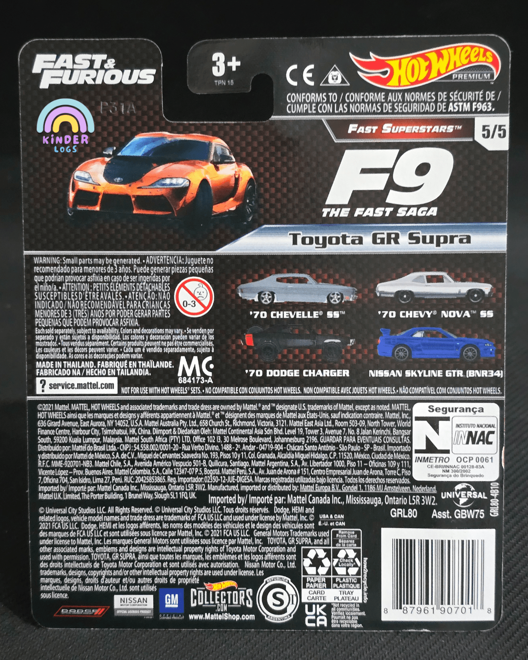Premium Hot Wheels Toyota GR Supra - Fast & Furious (Fast Superstars) - Kinder Logs