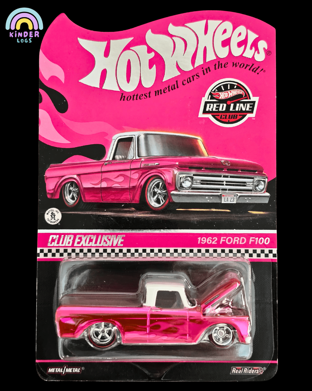 RLC Hot Wheels 1962 Ford F100 (Spectraflame Pink) - Kinder Logs