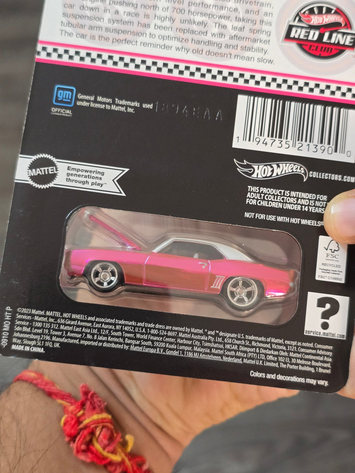 RLC Hot Wheels 1969 Chevy Camaro SS (Spectraflame Pink) - Kinder Logs