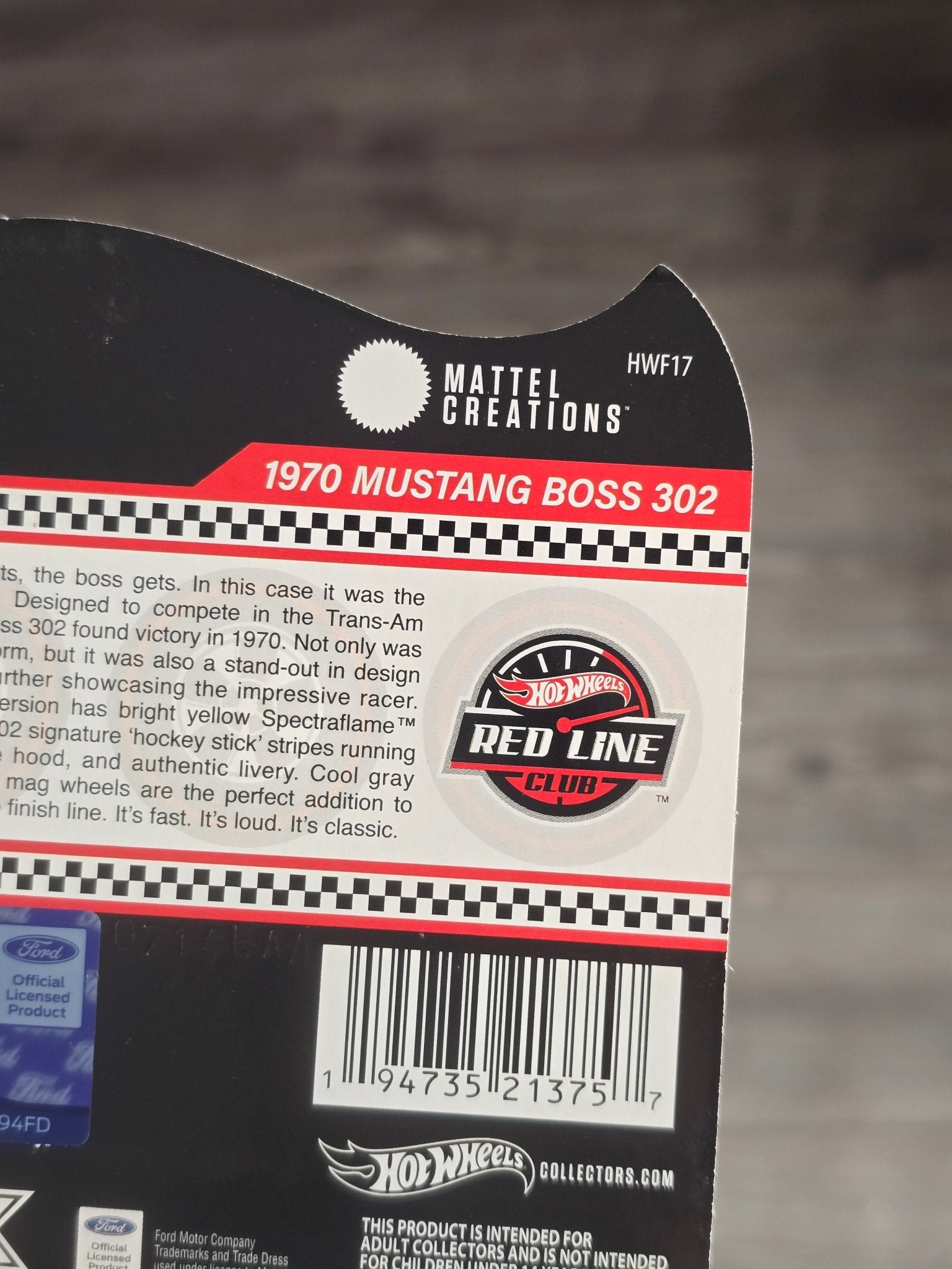 RLC Hot Wheels 1970 Ford Mustang Boss 302 - Kinder Logs