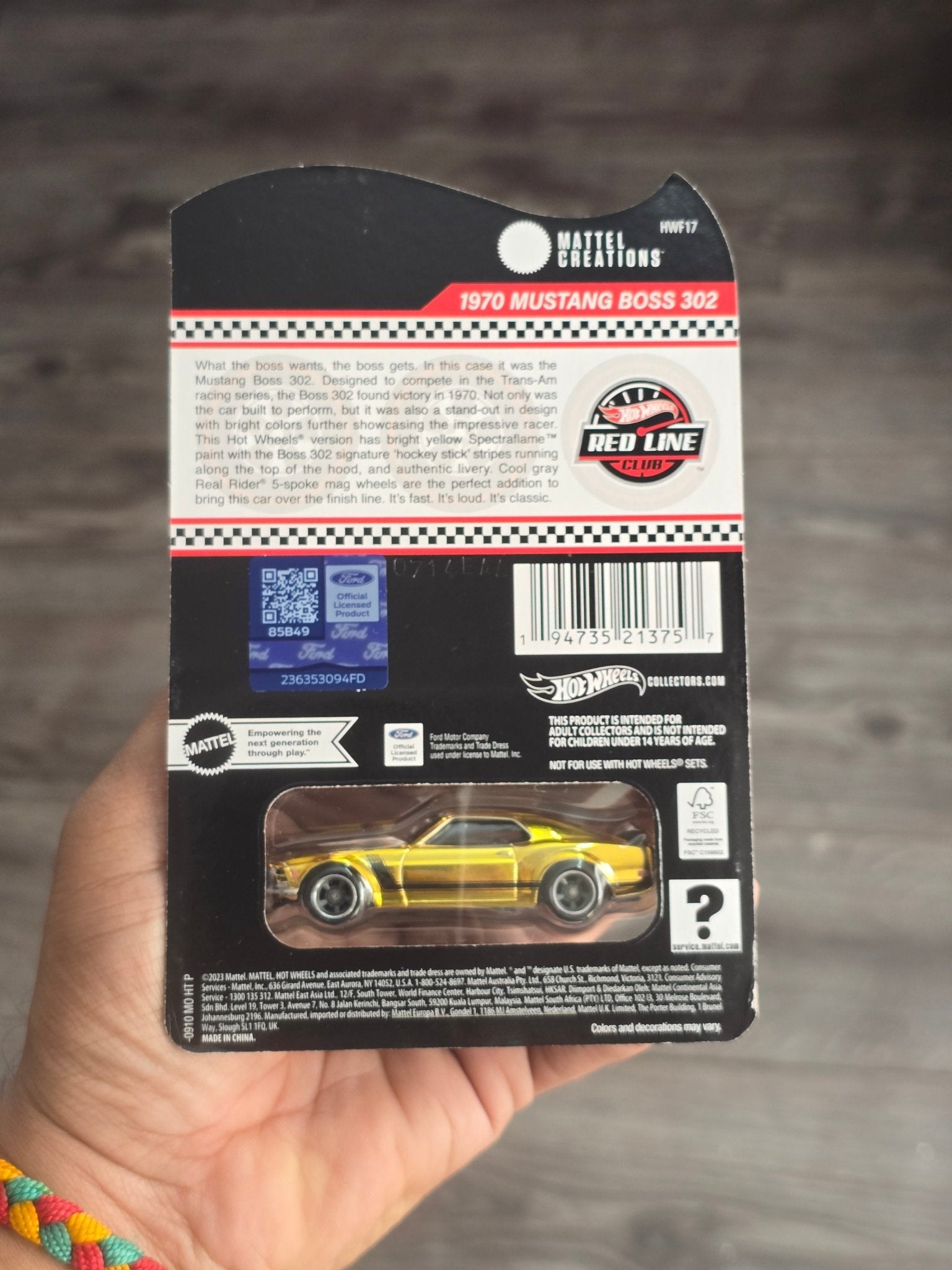 RLC Hot Wheels 1970 Ford Mustang Boss 302 - Kinder Logs