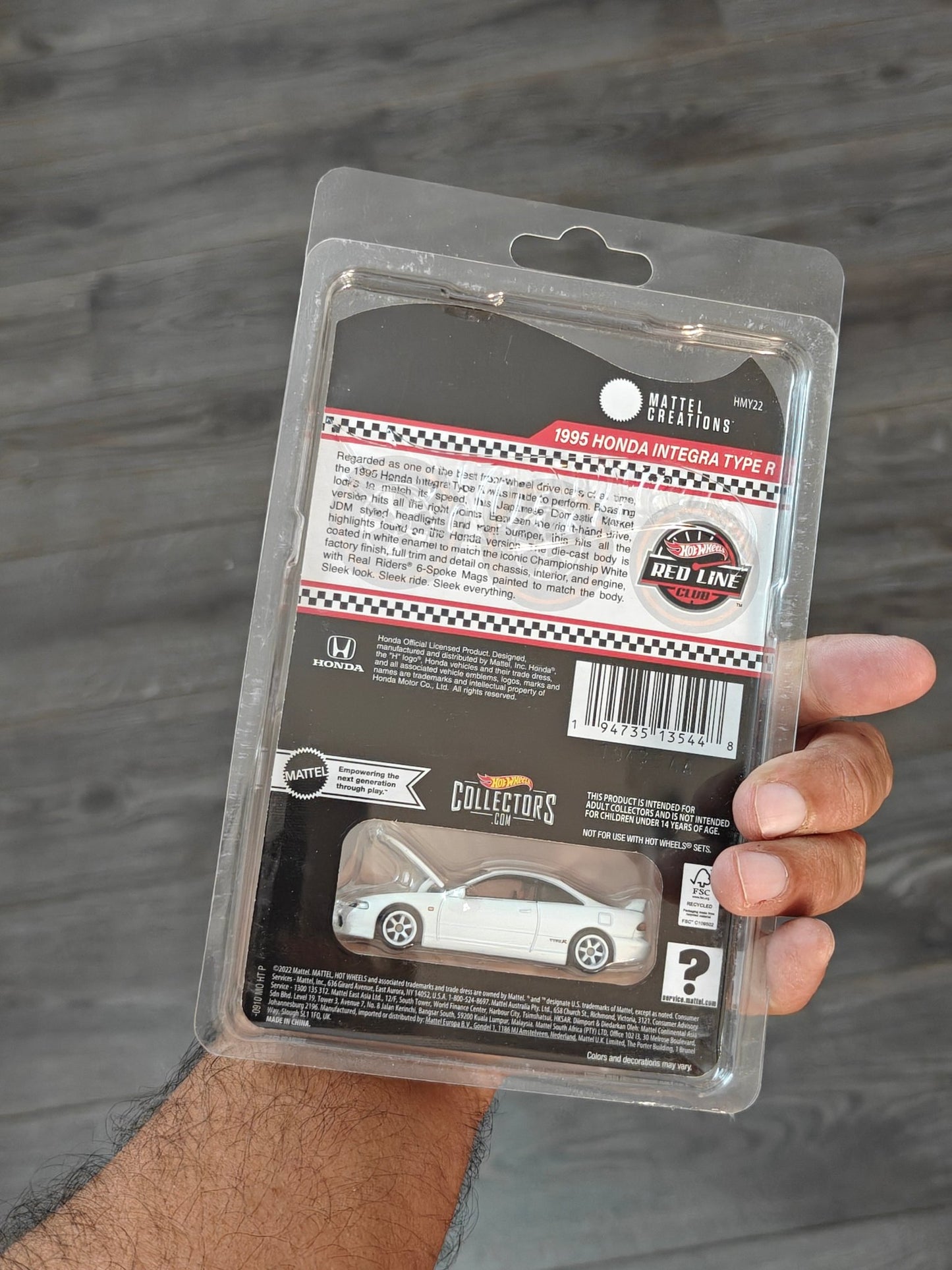 RLC Hot Wheels 1995 Honda Integra Type R (White) - Kinder Logs