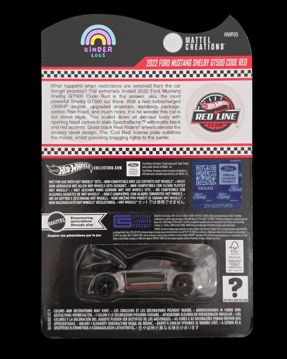 RLC Hot Wheels 2022 Ford Mustang Shelby GT500 Code Red - Kinder Logs