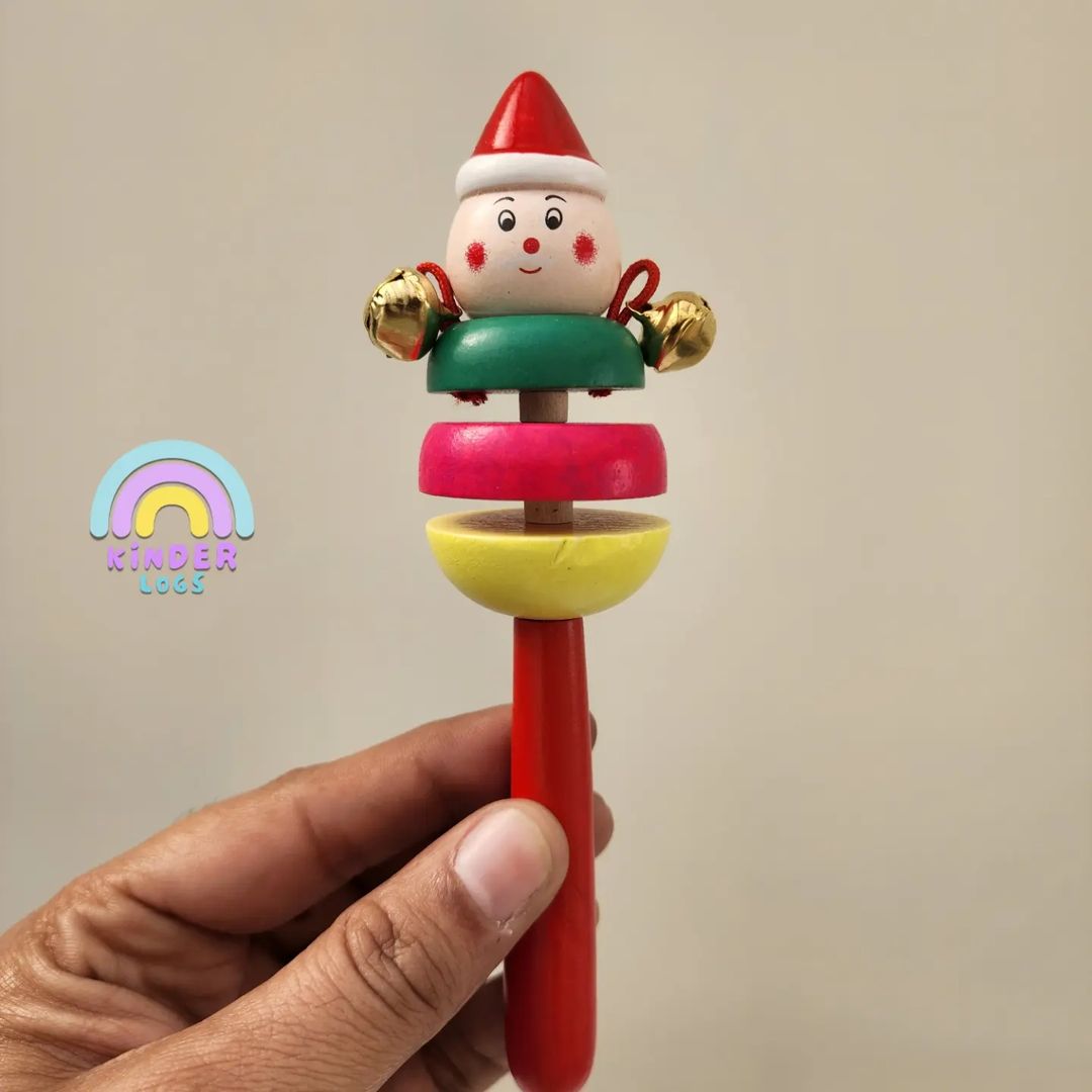 Santa Wooden Rattle for Toddlers 💗 - Kinder Logs