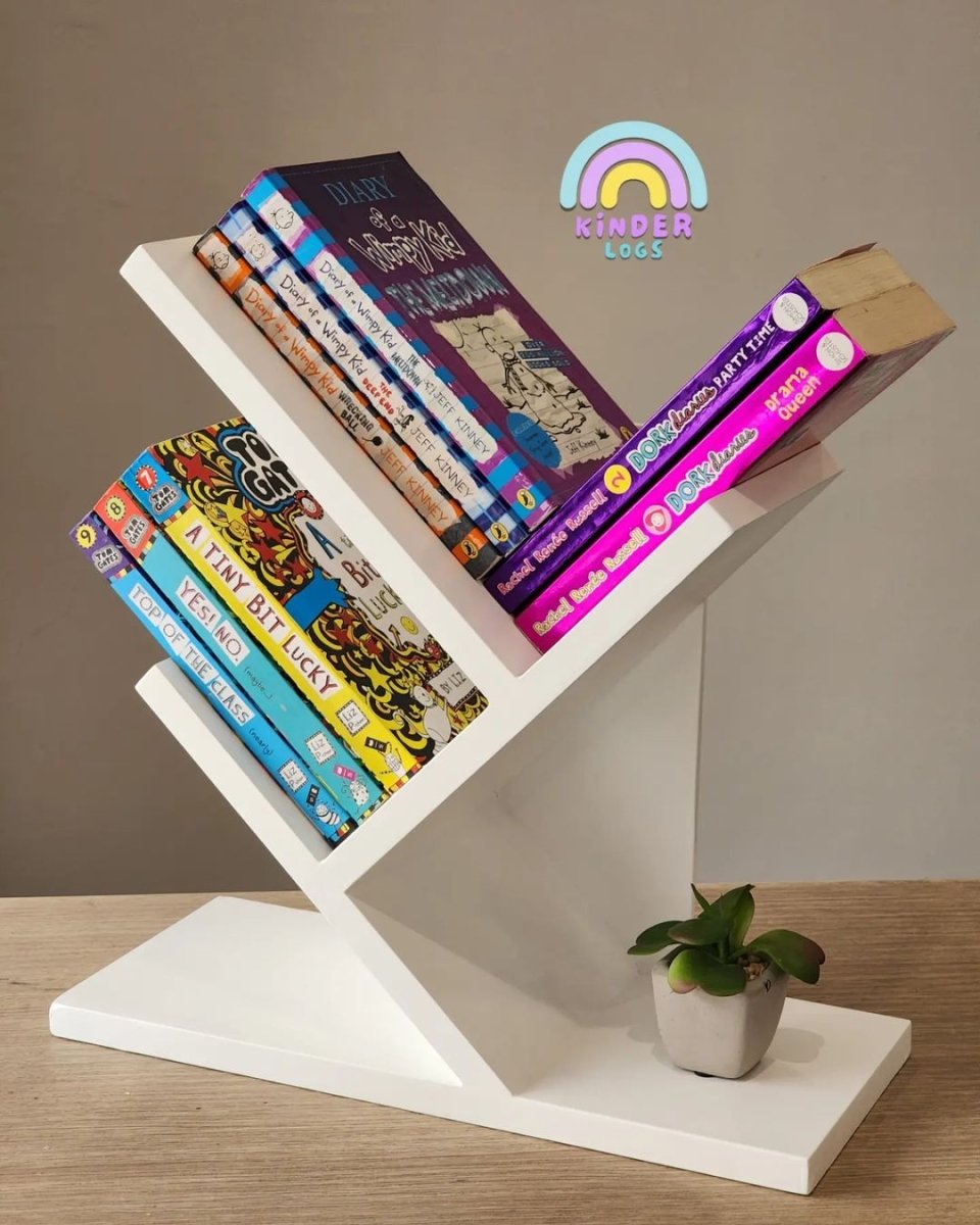 Table - Top Book Shelf - Tree Design - Kinder Logs