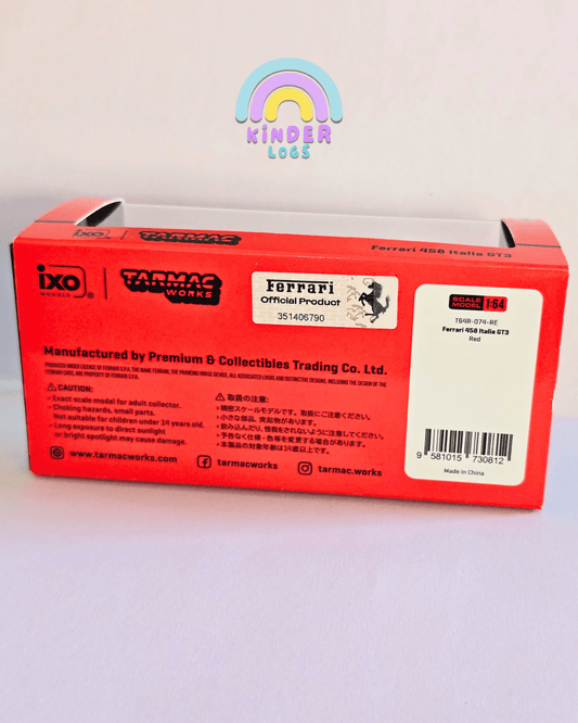 Tarmac Works Ferrari 458 Italia GT3 - Red (Open Box) - Kinder Logs