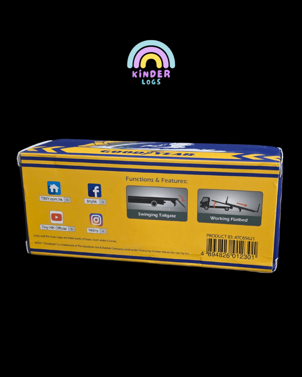 Tiny City Isuzu N Series Flatbed Tow Truck Goodyear Edition - Kinder Logs