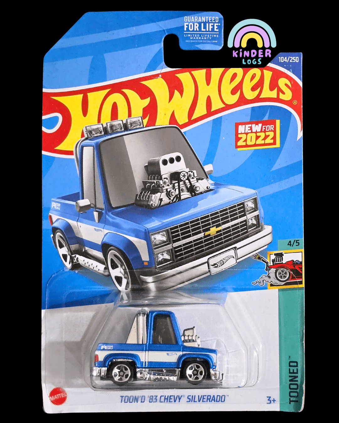 Tooned Hot Wheels 1983 Chevy Silverado - Blue (Imported) - Kinder Logs