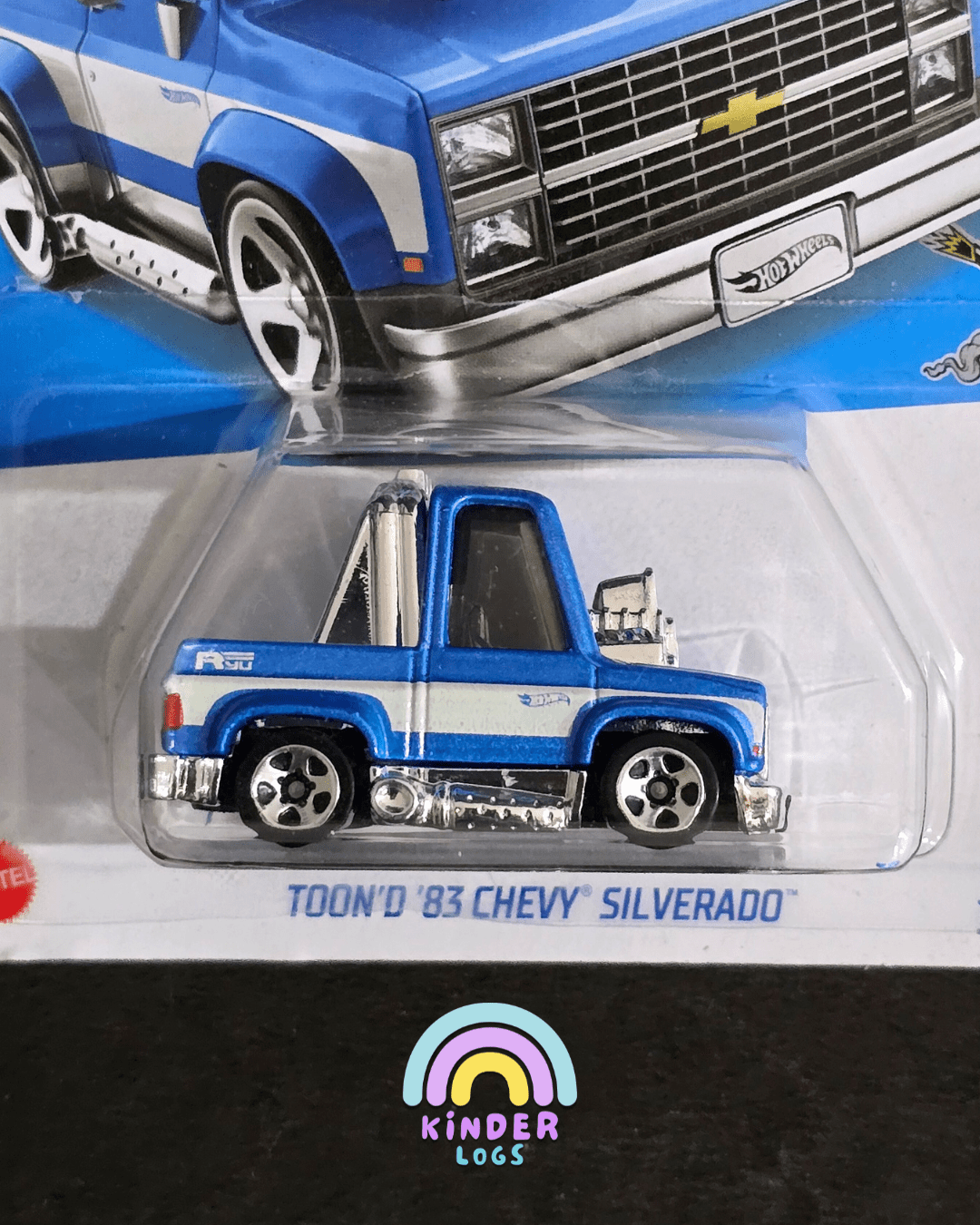 Tooned Hot Wheels 1983 Chevy Silverado - Blue (Imported) - Kinder Logs
