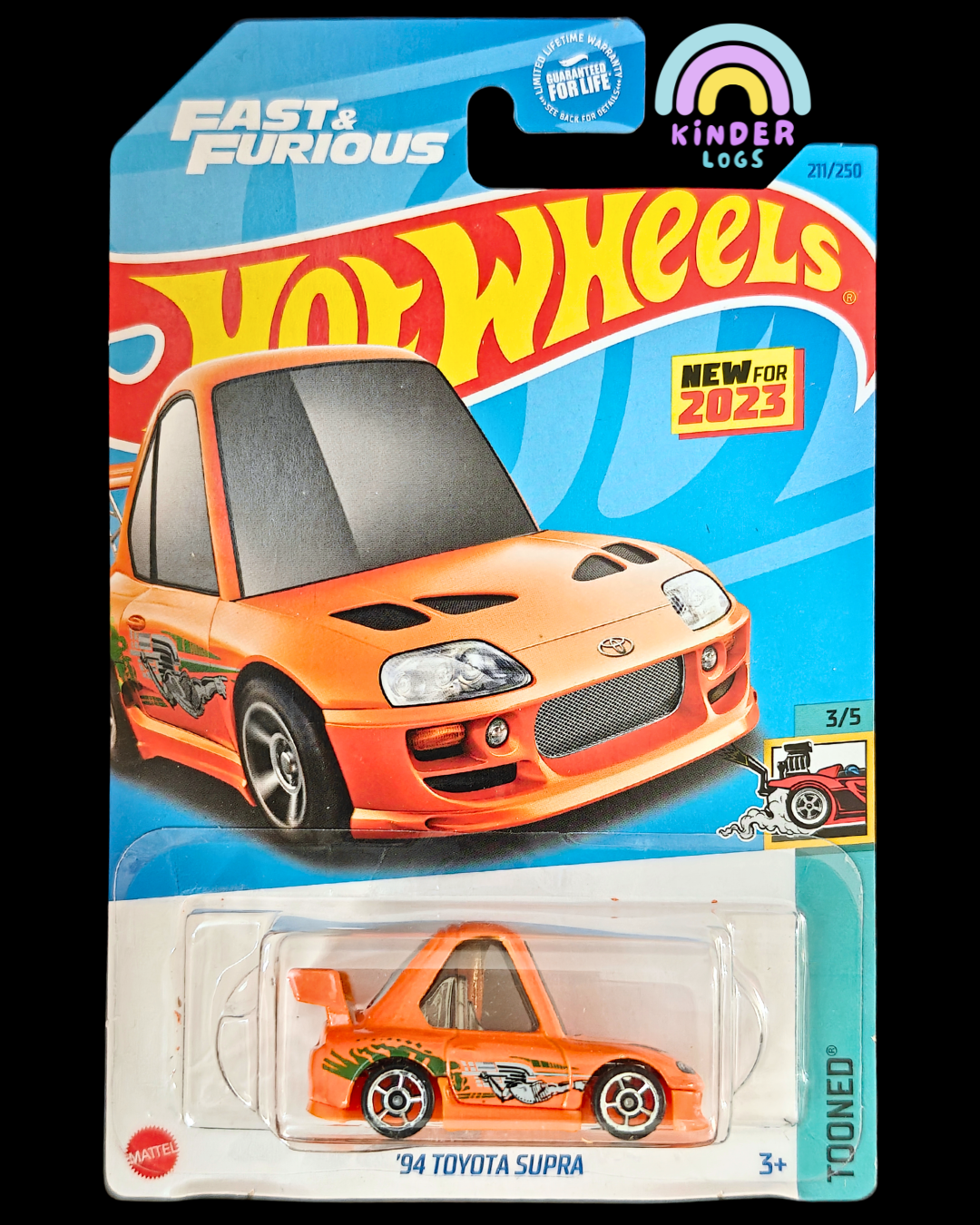 Tooned Hot Wheels 1994 Toyota Supra - Fast & Furious (Imported) - Kinder Logs