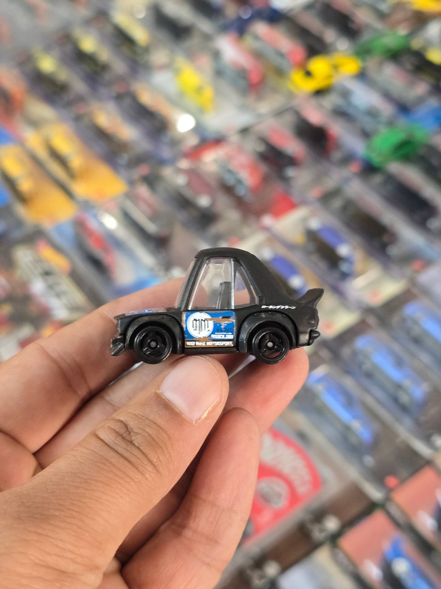 Tooned Hot Wheels Mazda RX - 3 - Matte Black (Uncarded) - Kinder Logs
