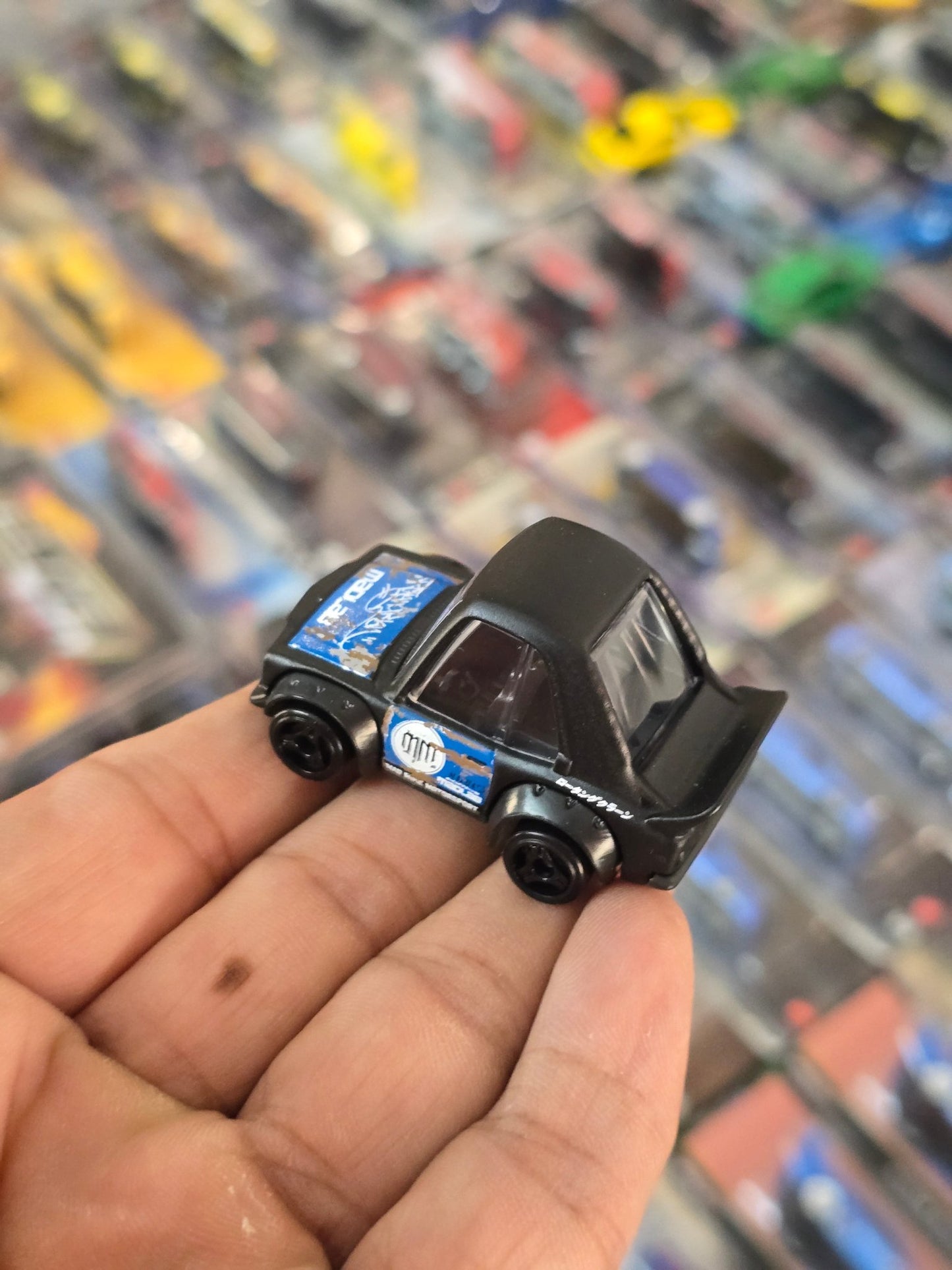Tooned Hot Wheels Mazda RX - 3 - Matte Black (Uncarded) - Kinder Logs