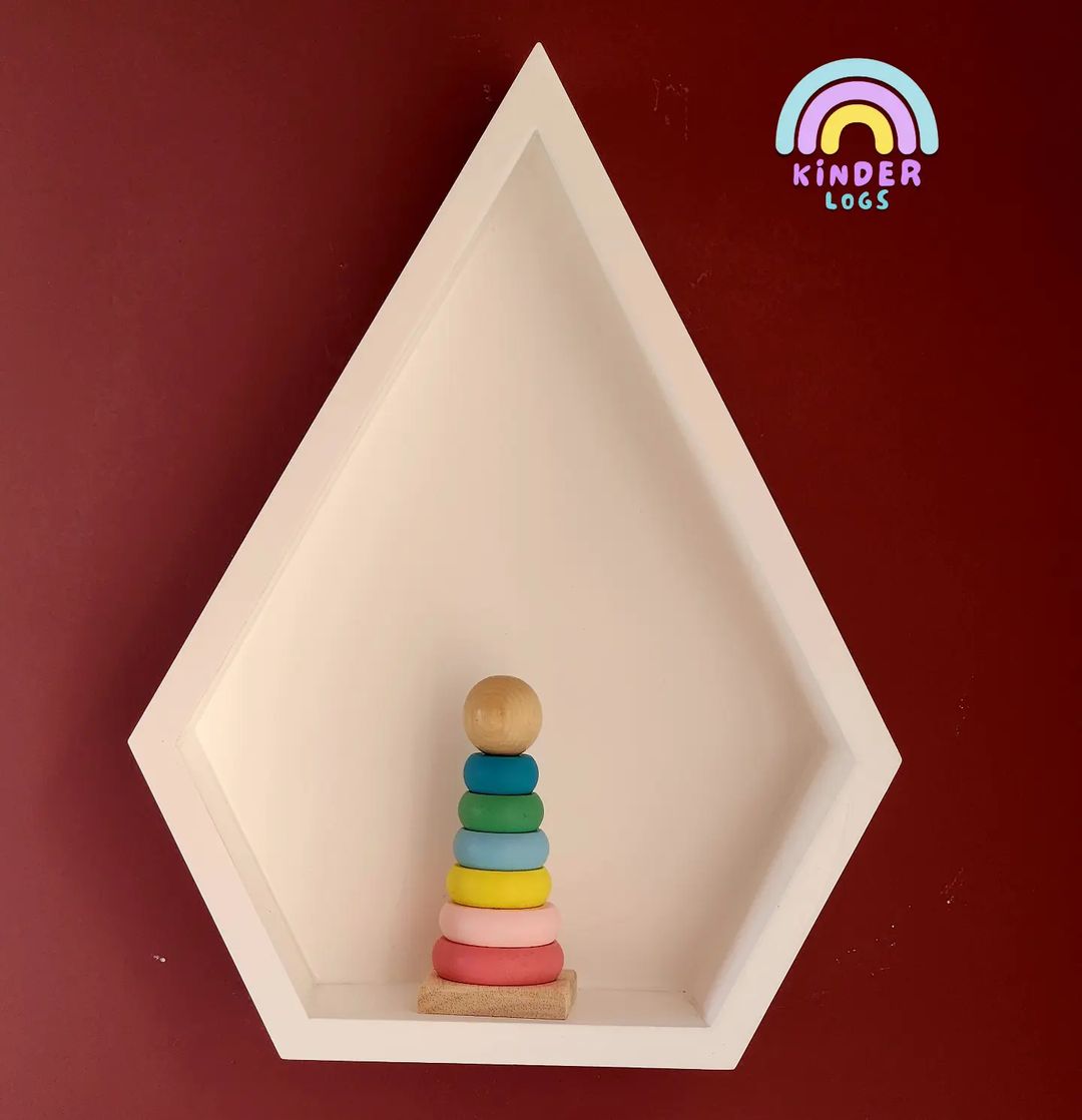 White Diamond - Shape Wall - Hanging Shelf - Kinder Logs