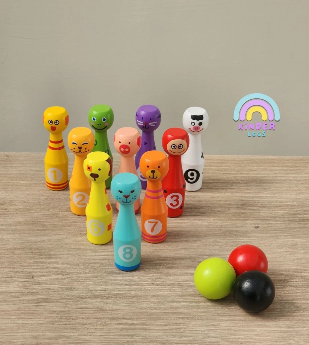Wooden Bowling Set 🎳 - Kinder Logs