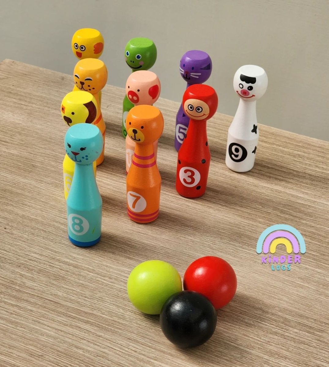 Wooden Bowling Set 🎳 - Kinder Logs