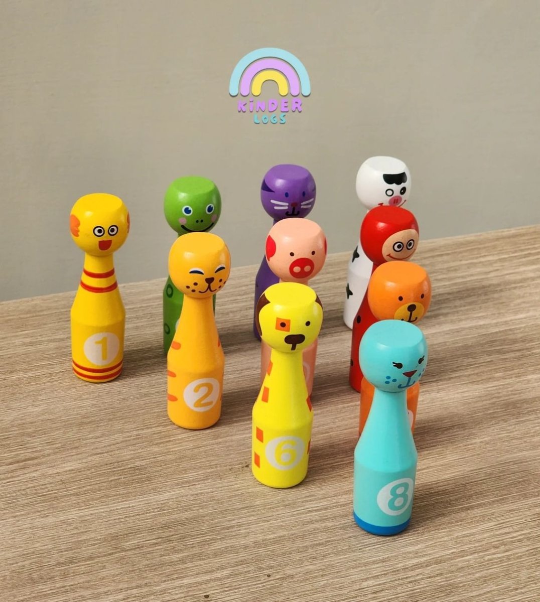 Wooden Bowling Set 🎳 - Kinder Logs