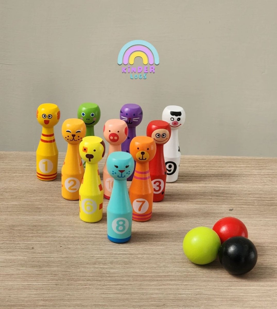 Wooden Bowling Set 🎳 - Kinder Logs