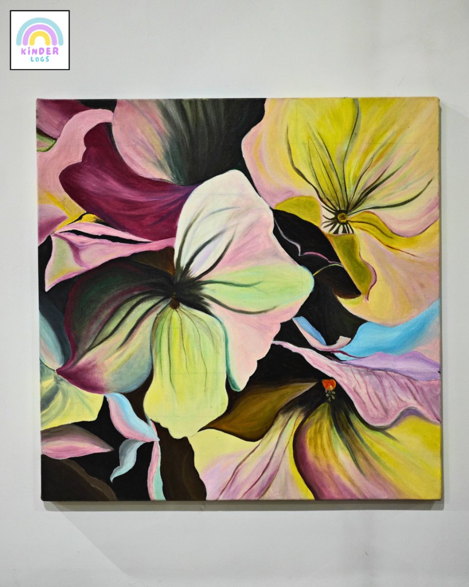 Yellow Flowers Oil Painting - Kinder Logs