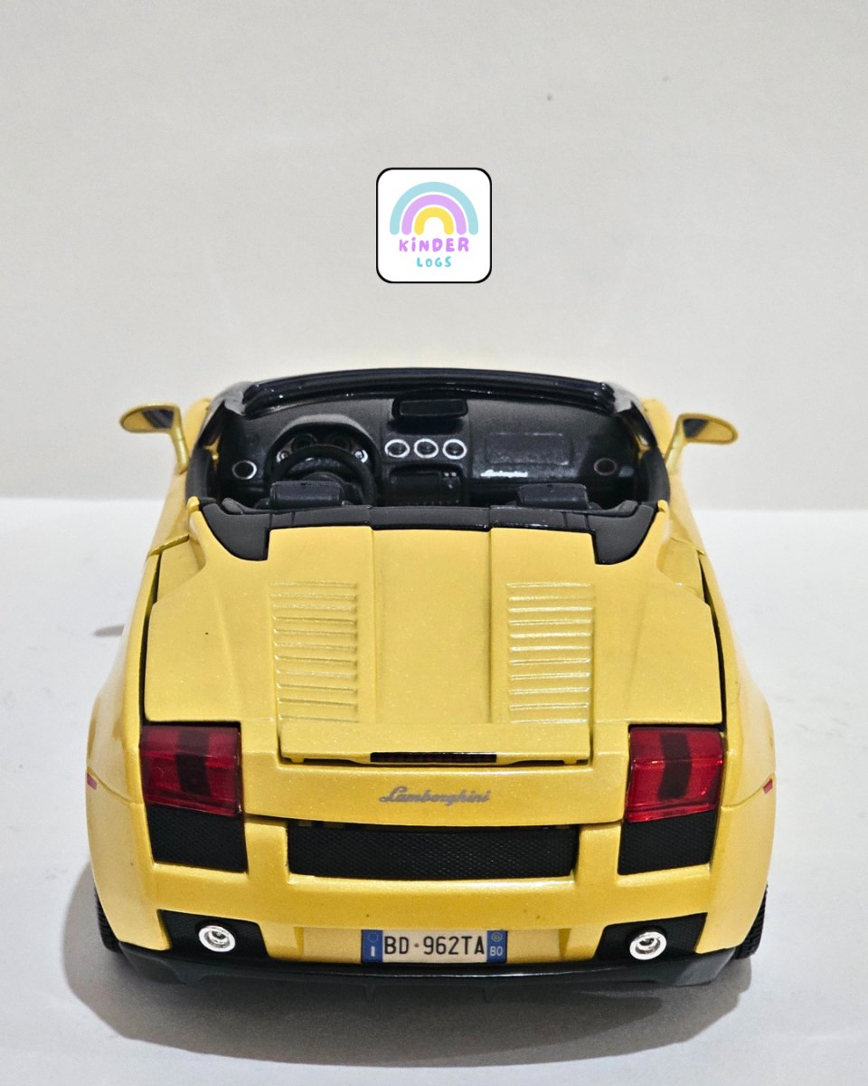 1:18 Bburago Lamborghini Gallardo Spyder - Yellow Color (Pre - Owned) - Kinder Logs