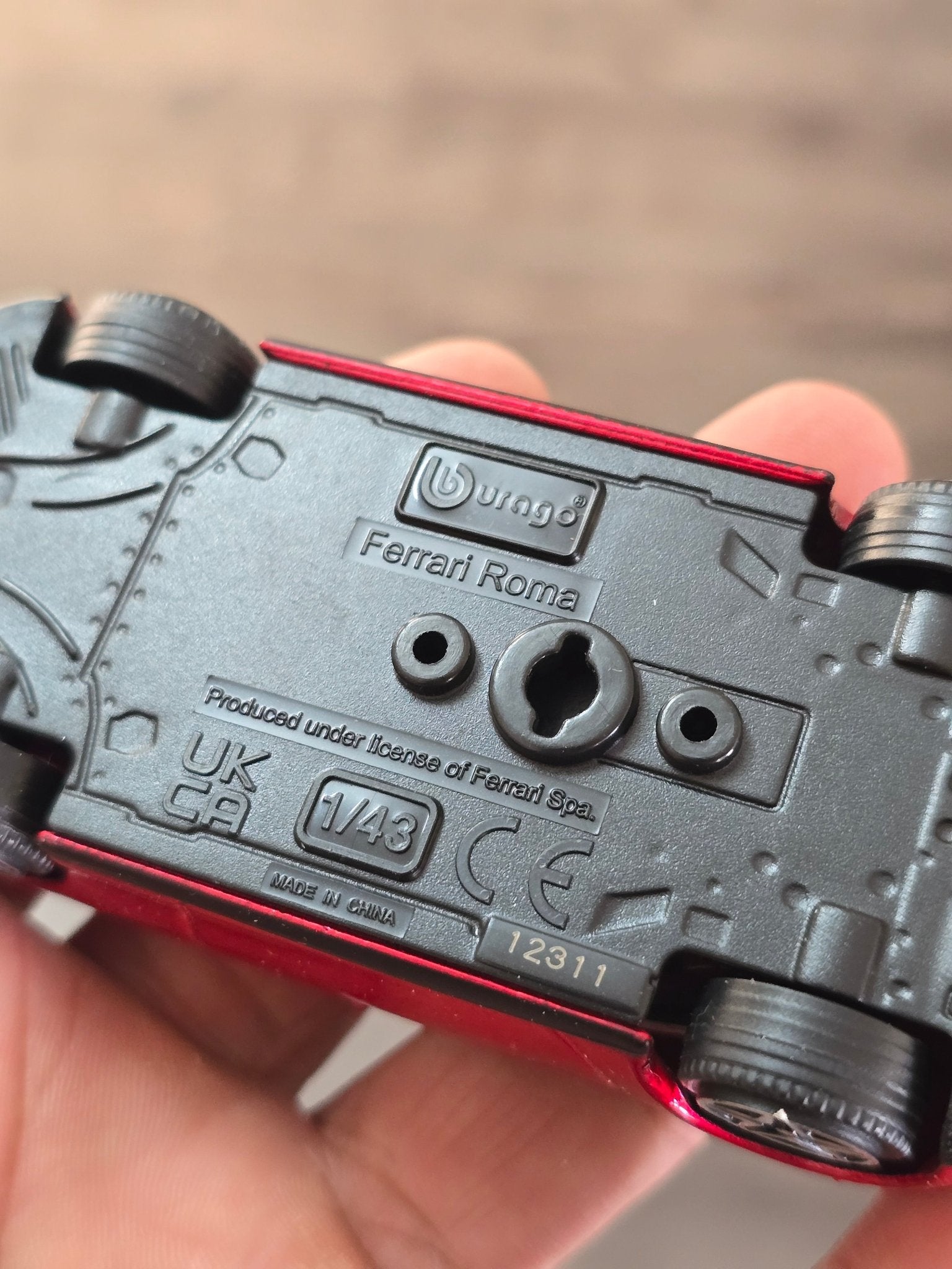 1:43 Bburago Ferrari Roma - Red (Uncarded - New) - Kinder Logs