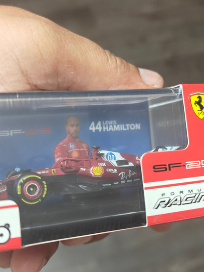 1:64 Bburago Ferrari F1 Racing SF-25 Lewis Hamilton #44 (Sealed Box) - Kinder Logs