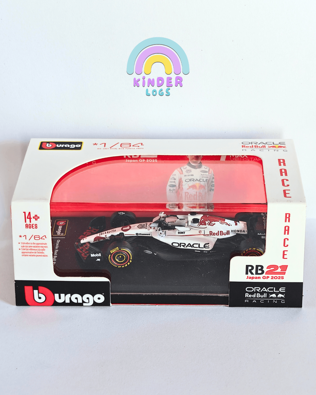 1:64 Bburago Oracle Red Bull Racing RB21 1 Max Verstappen (Open Box) - Kinder Logs