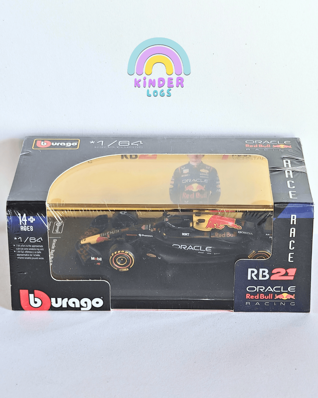 1:64 Bburago Oracle Red Bull Racing RB21 1 Max Verstappen (Sealed Box) - Kinder Logs