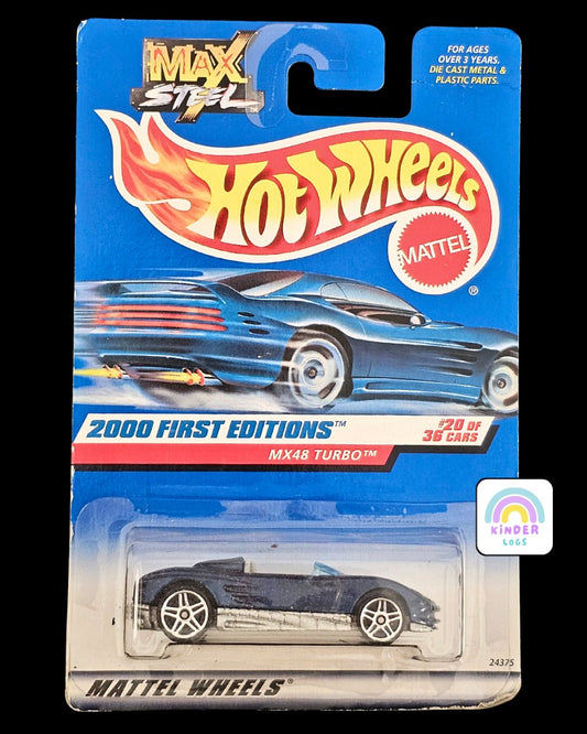 2000 First Editions Hot Wheels MX48 Turbo - Max Steel Series - Kinder Logs